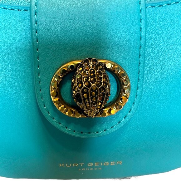 Kurt Geiger London Small Leather Chelsea Hobo Crossbody bag in Turquoise/Teal - Picture 3 of 8